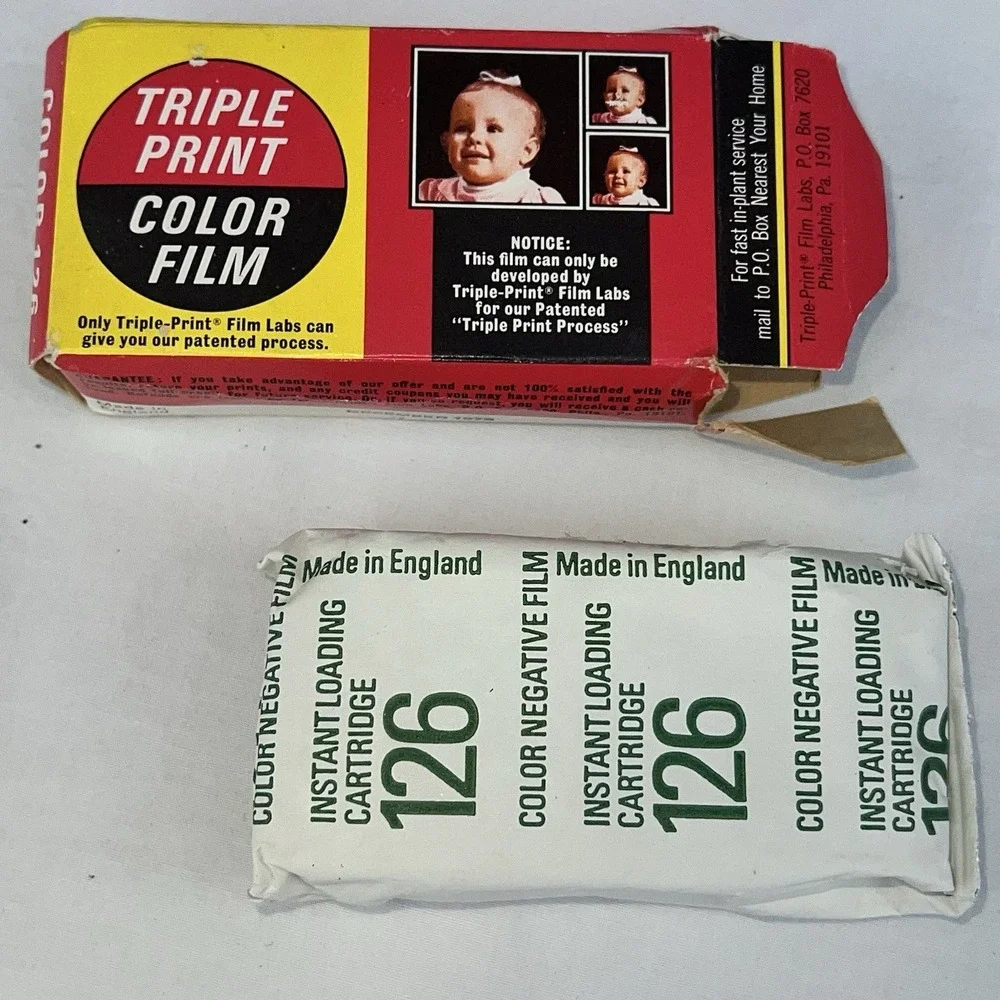 Lot of 2 Triple Print 126 Color Film 12 Exposures Expired 1973-74 Unused NOS